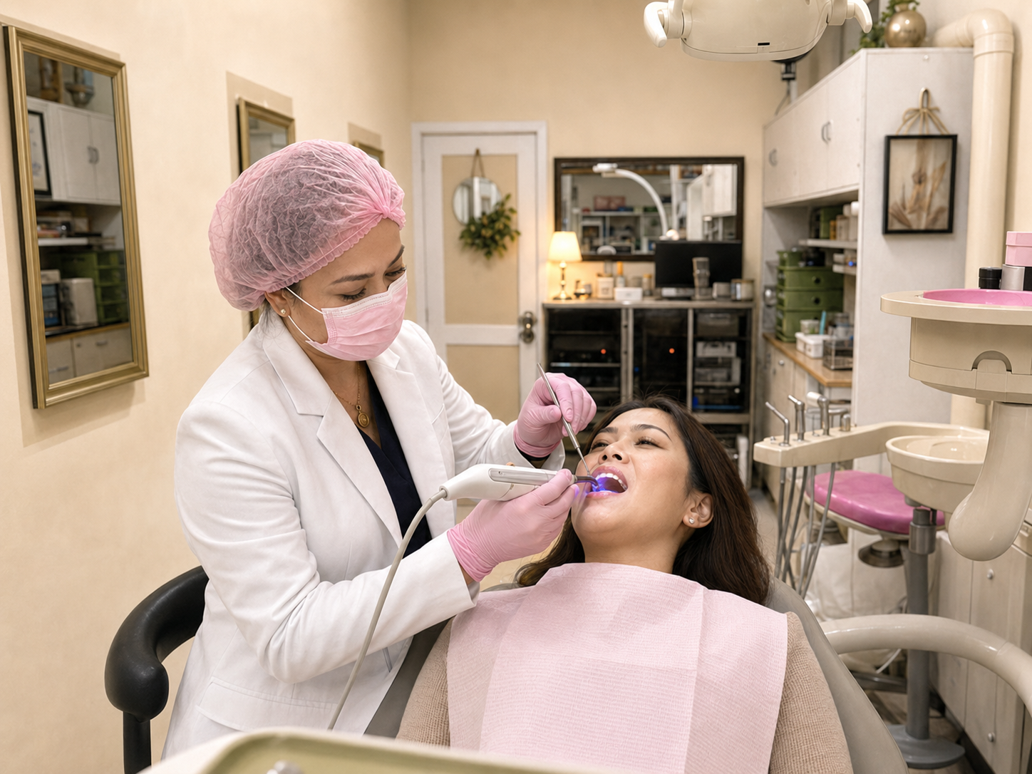 Dr. Len performing a tooth-colored dental restoration at Royal Smiles
